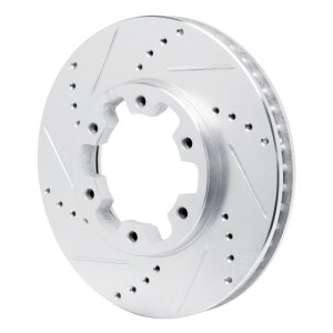 Nissan NV350 UrVan Brake Rotor (1) - Front Left - R1 Concepts - Drilled & Slotted - Silver - `02-`24